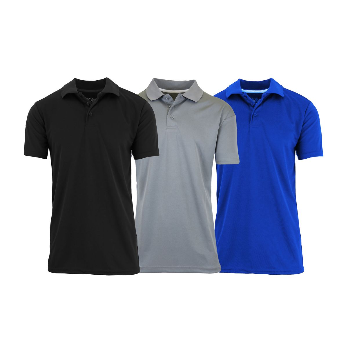 Men's Performance Quick-Dry Polo Shirt (3- or 5-Pack) - MPK-610-BK-GY-RY-3XL