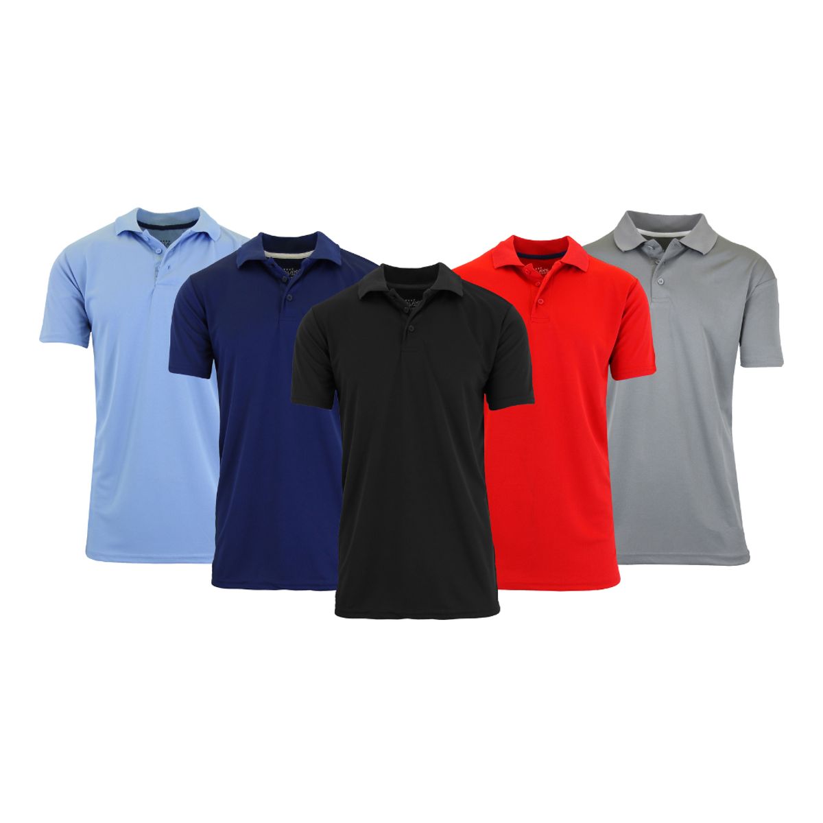 Men's Performance Quick-Dry Polo Shirt (3- or 5-Pack) - MPK-610 / BK-GY-LB-NV-RD / S