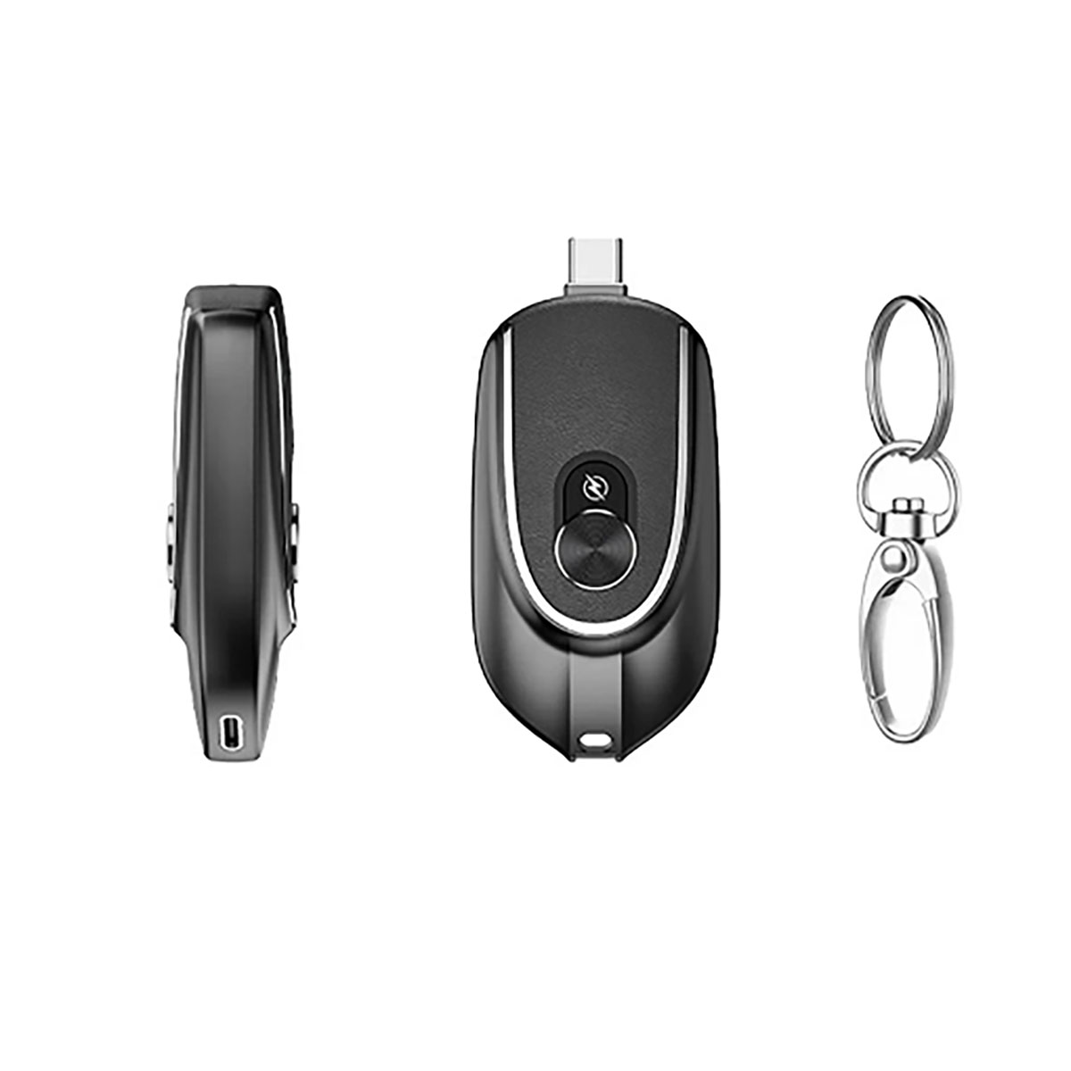 2-in-1 Mini Emergency Keychain Power Bank - Black 2 Pack
