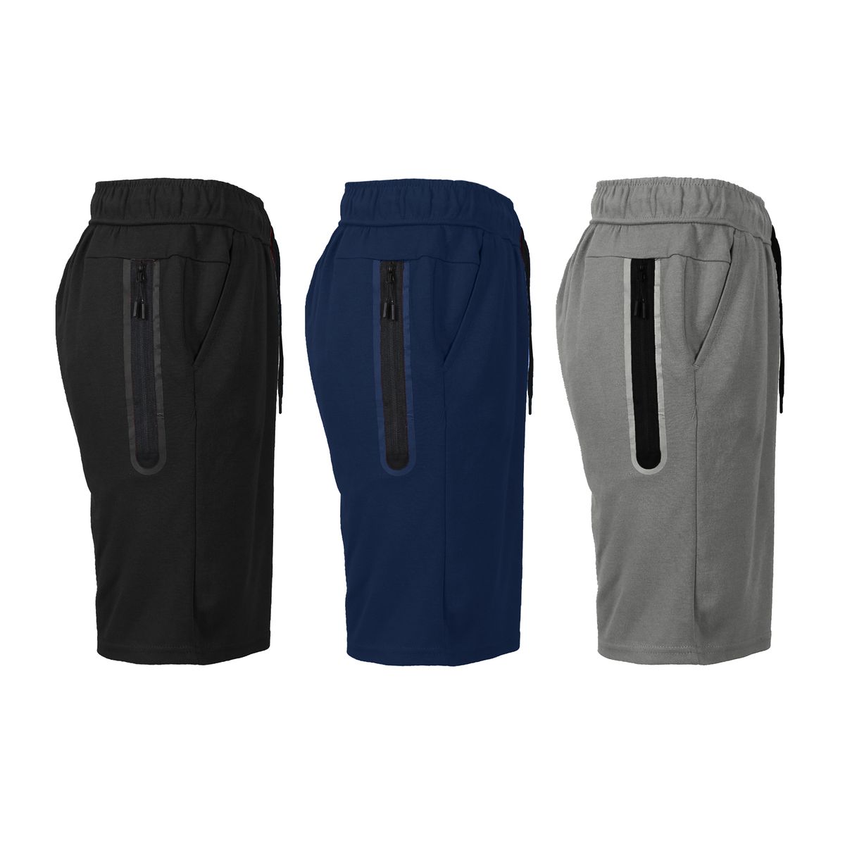 Men's Tech Fleece Performance Shorts with Heat Seal Zipper Pocket - J/MTFS-110 / BK-NV-CH / M