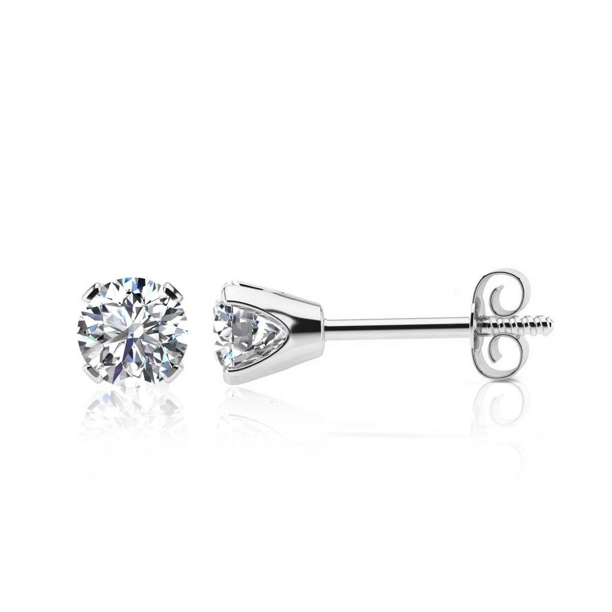 1 Carat Natural Diamond Stud Earrings  1ct Diamond Studs In 14K White Gold
