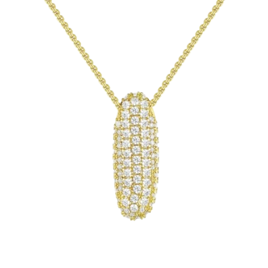 Triple AAA Cubic Zirconia Initial Necklace with Gold Plating - LETTER I
