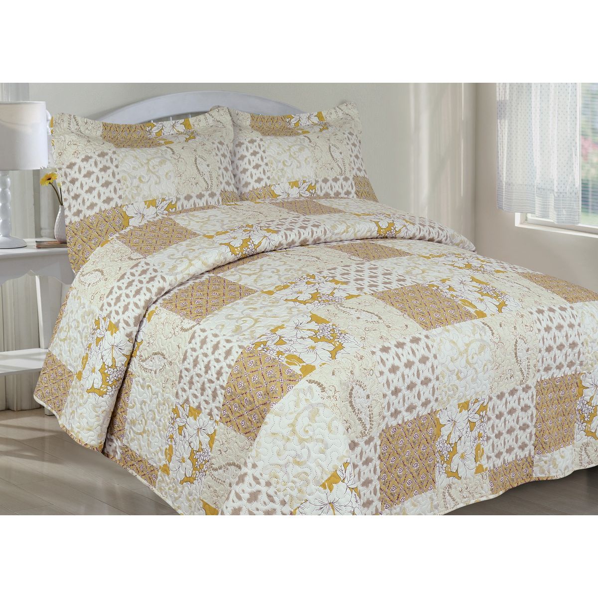 Photos - Duvet Private Label Patchwork Yellow Quilt Set - Patchwork Yellow Quilt Set - FU