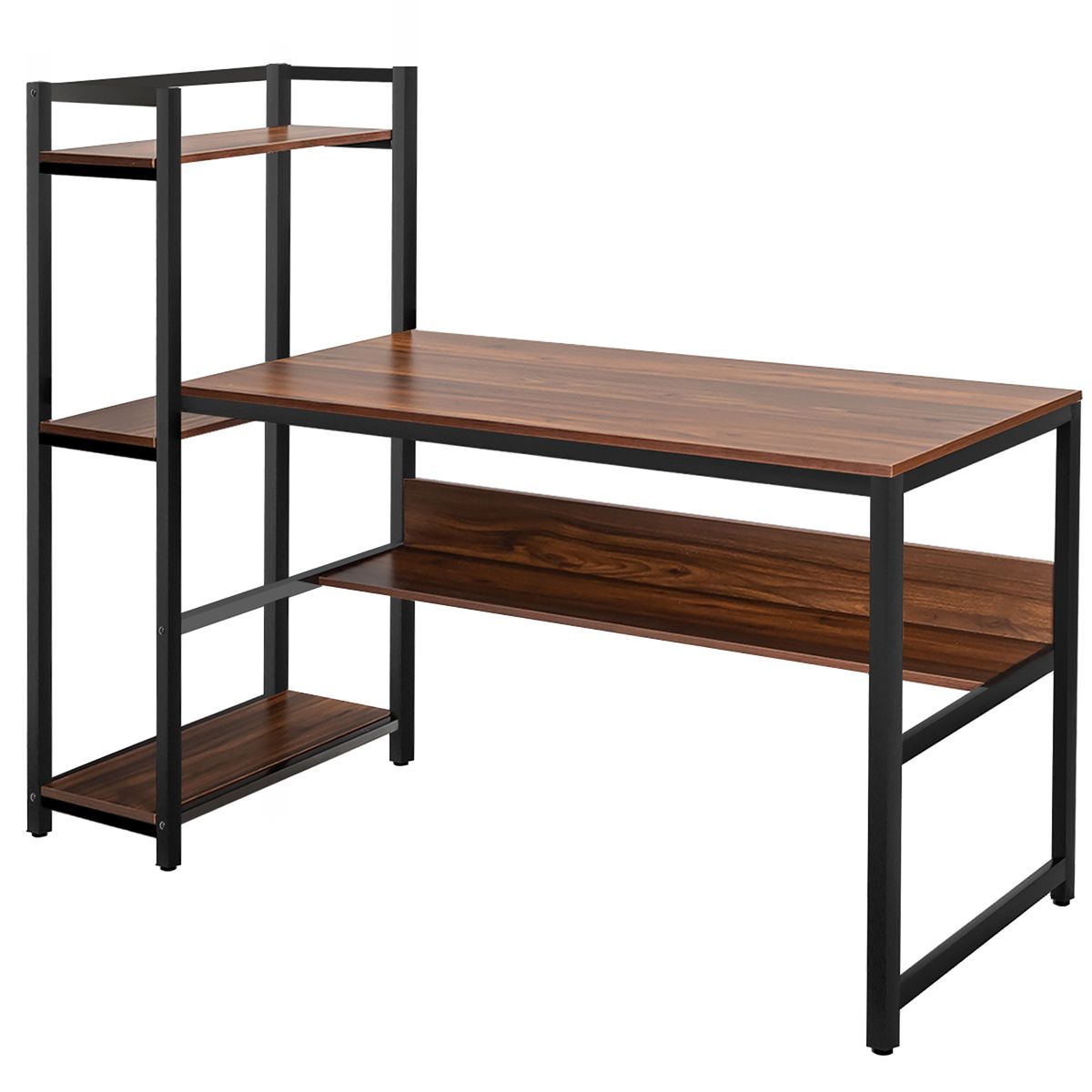 Photos - Office Desk Costway Multi-Functional Desk with Shelves - Walnut HW65966WT 