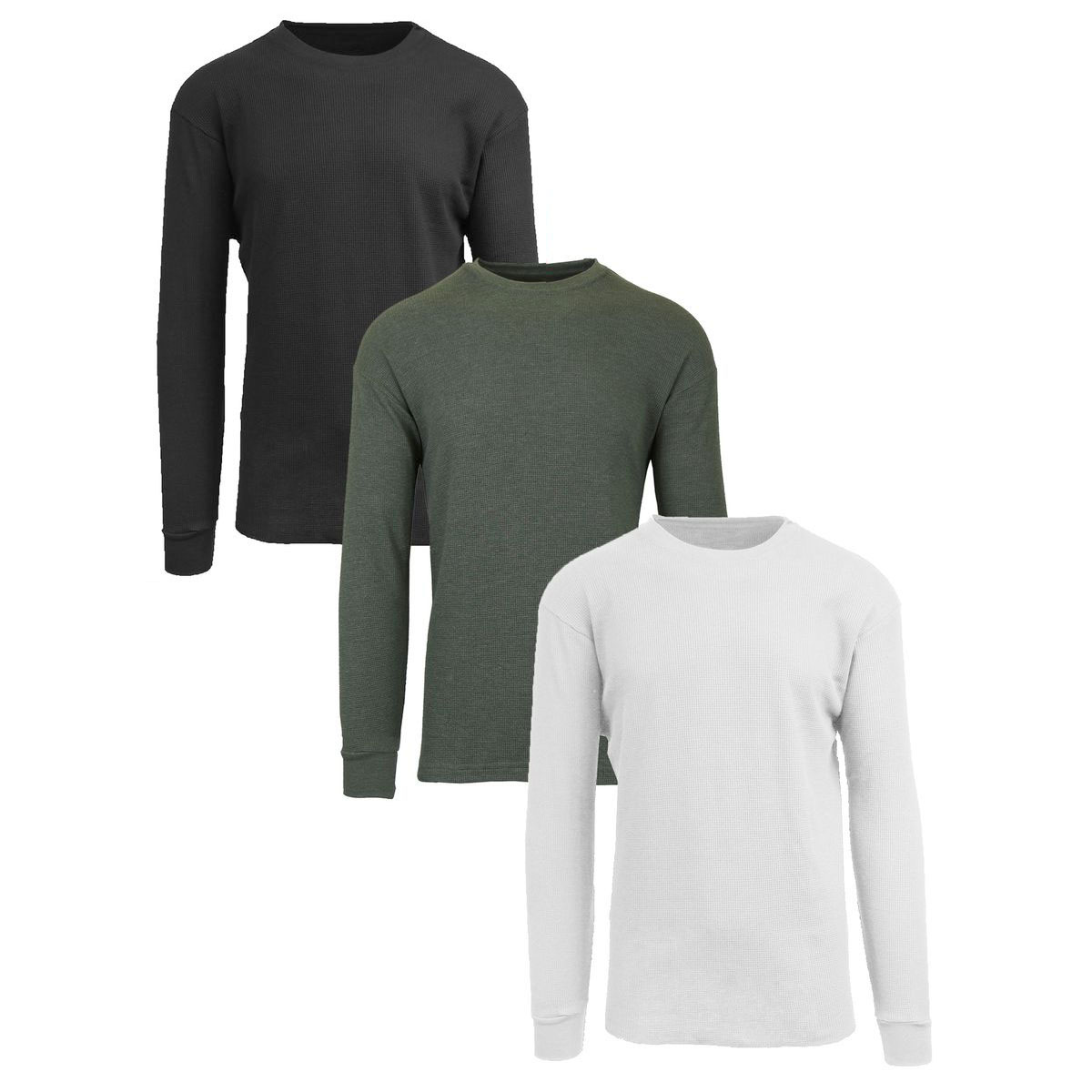 Men's Long Sleeve Thermal Shirts (3-Pack) - MTH-4800-BK-OL-WH - 5XL