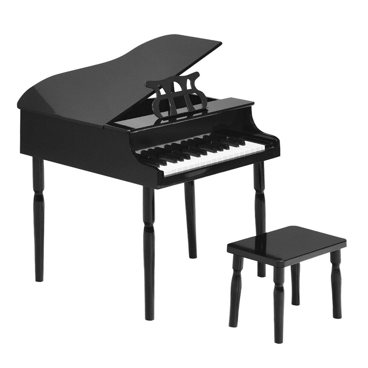 Kids' Wooden 30-Key Classic Baby Grand Piano - Black
