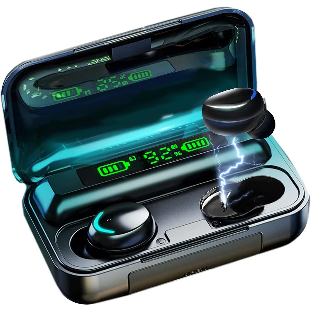 Acuvar™ Wireless BT 5.0 Rechargeable IPX7 Waterproof Earbuds with Case - Black