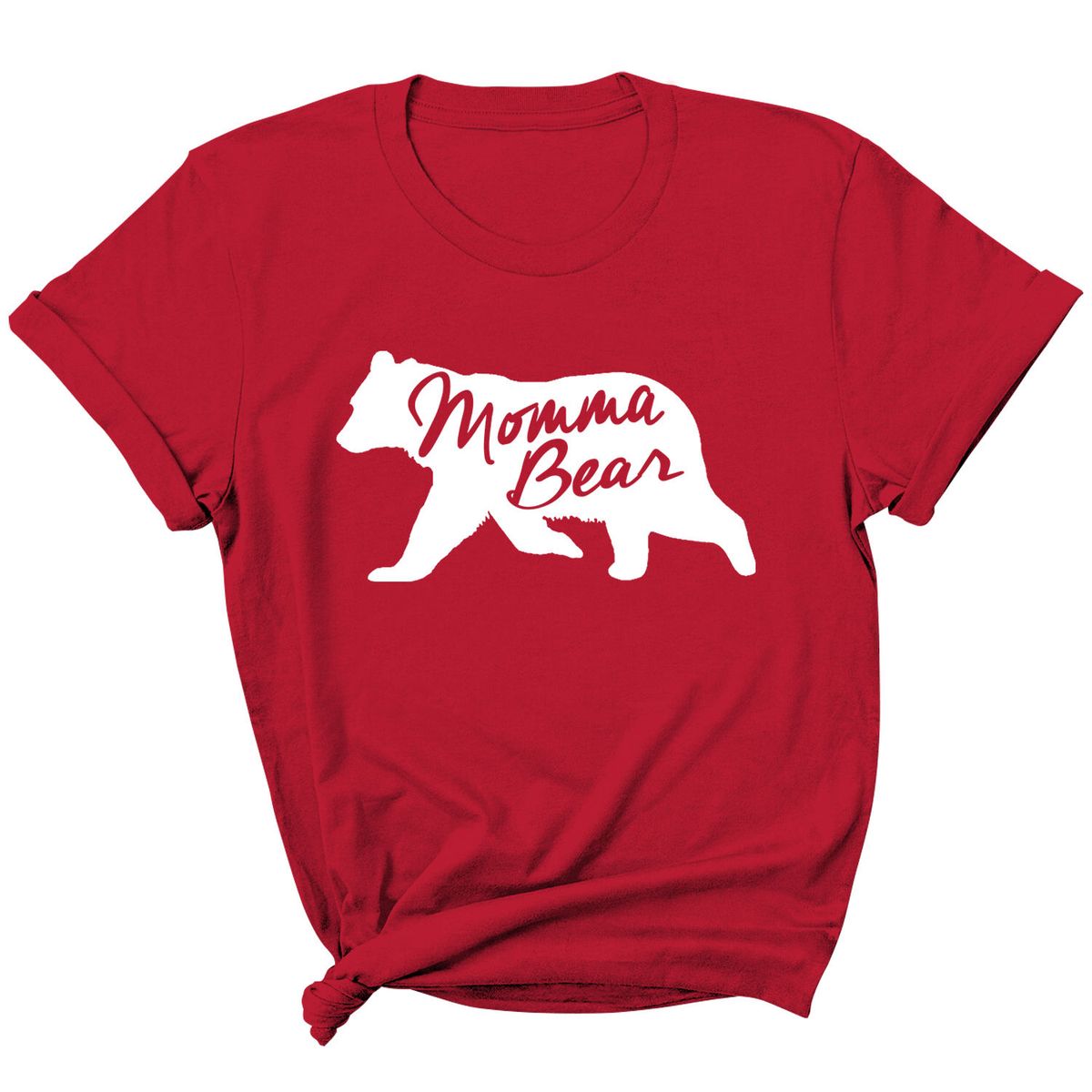 Women's 'Mama Bear' Graphic T-Shirt - Momma Bear Animal - Red / L