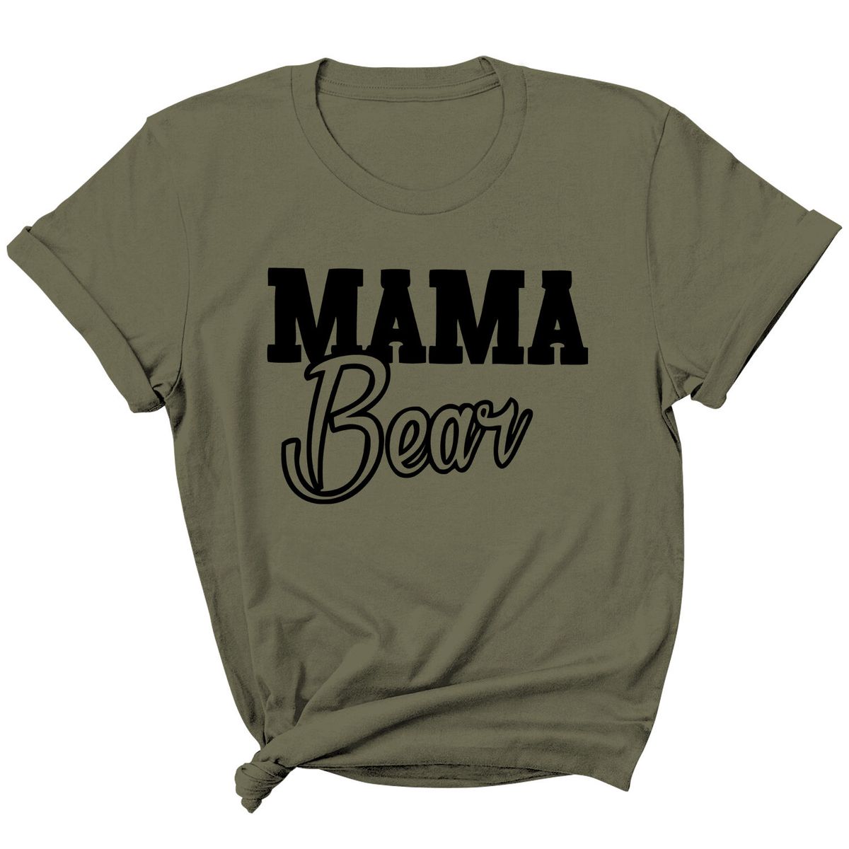 Women's 'Mama Bear' Graphic T-Shirt - MAMA Bear Script - M.Green-Black Prt / L