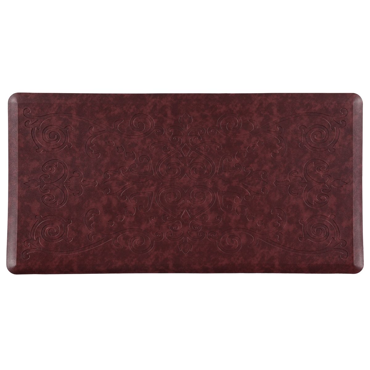 Medallion Embossed Oil & Stain-Resistant Anti-Fatigue Mat (3 Sizes) - 20" X 39" Burgundy