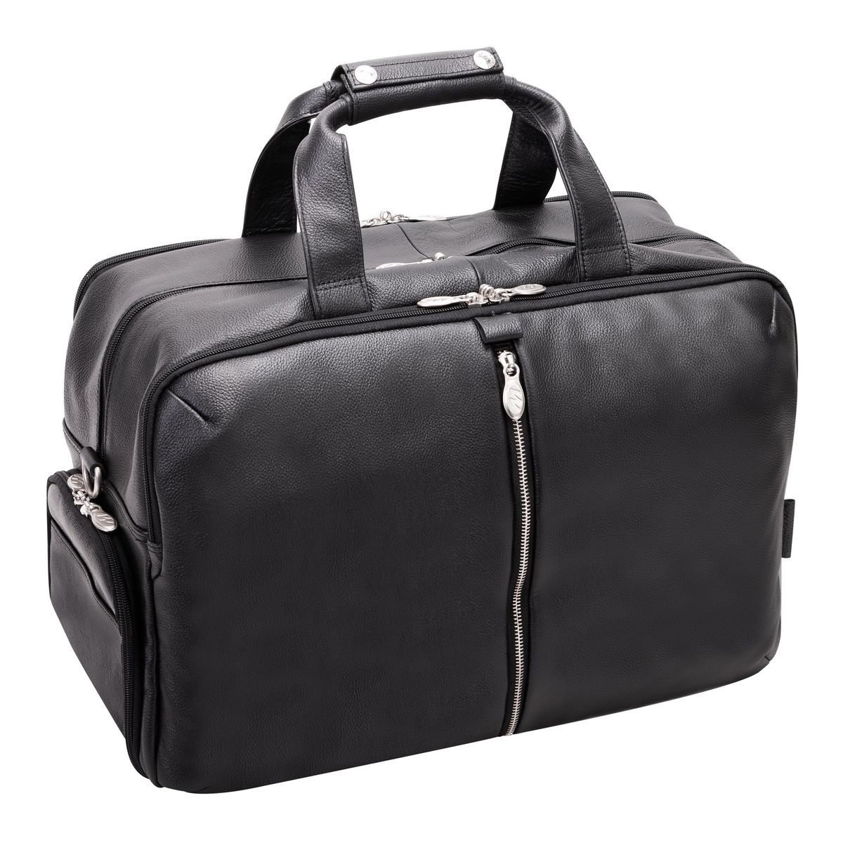 McKlein USA 18905 22 in. U Series Avondale Leather Triple Compartment Carry-All Travel Laptop Duffel Bag, Black