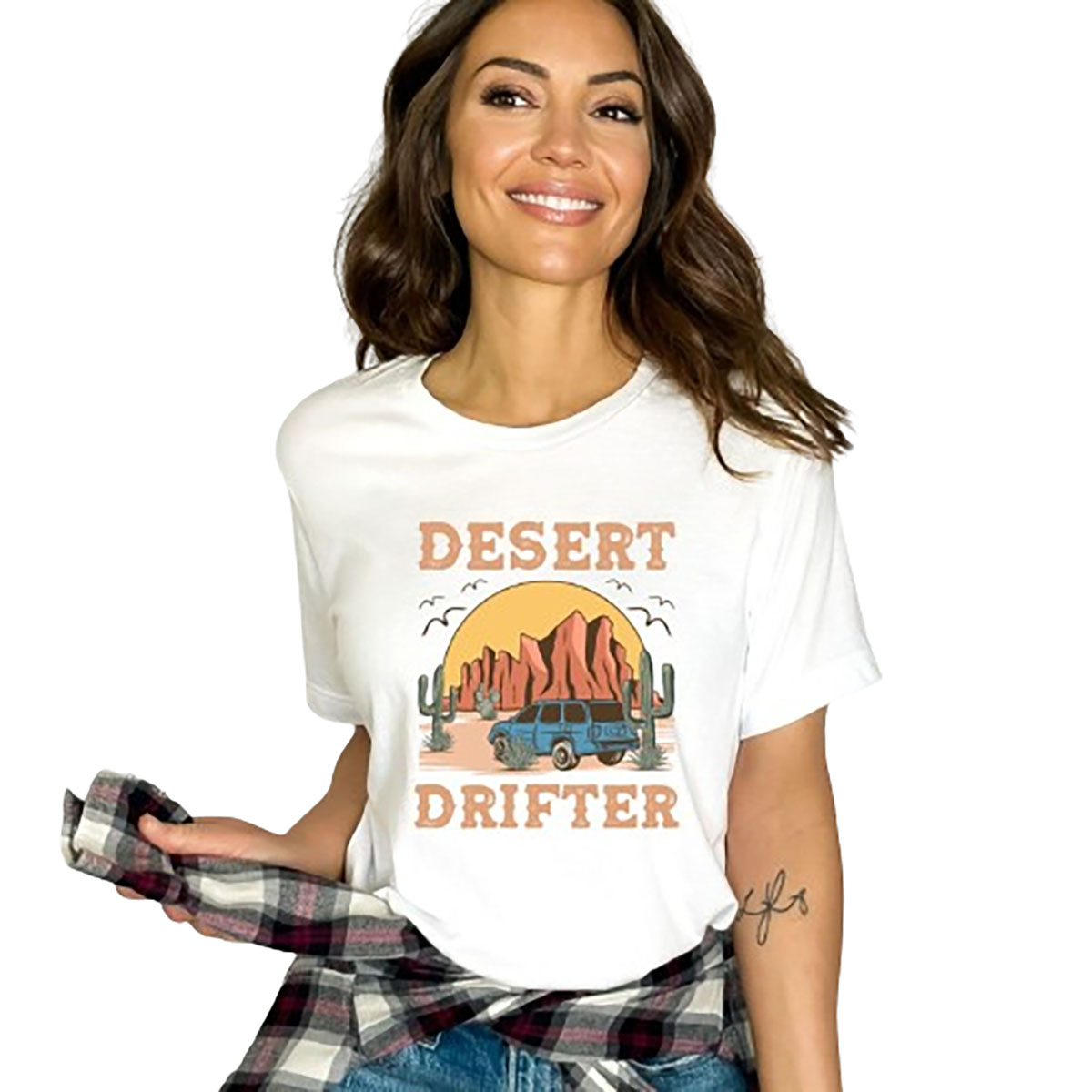 Unisex Desert Drifter Graphic Short Sleeve TShirt  Large  White