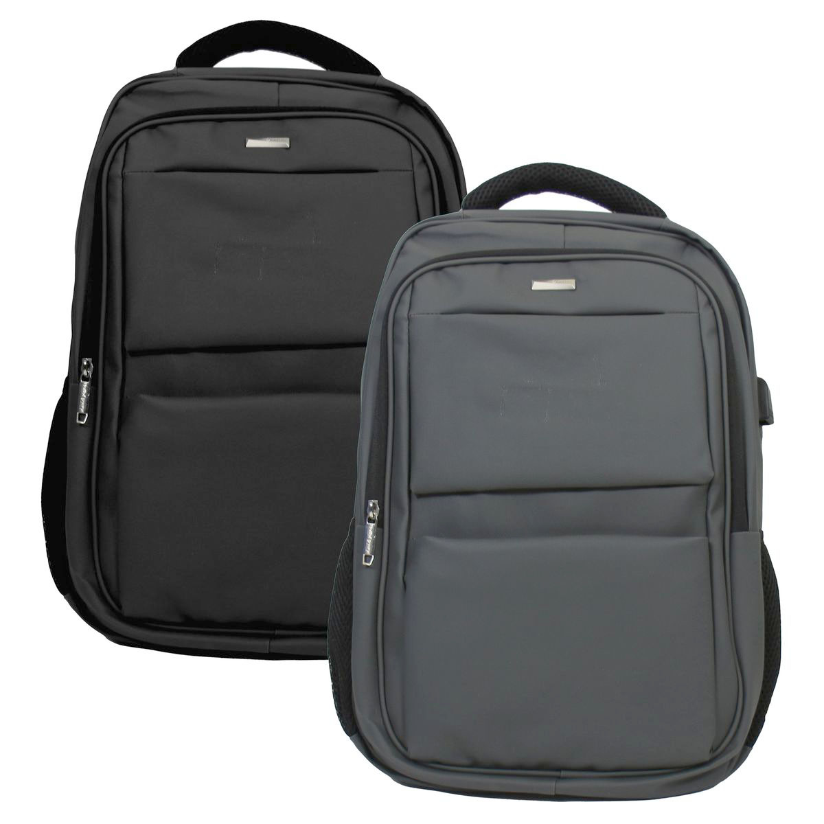 18-Inch Travel Laptop Multi-Compartment Backpack (1 or 2-Pack) - J/KS-140-B / Black & Grey