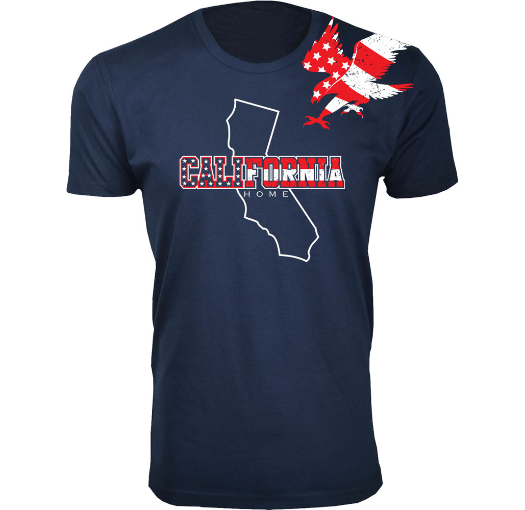 Men's Home State and City T-Shirts - California - Navy / 3XL