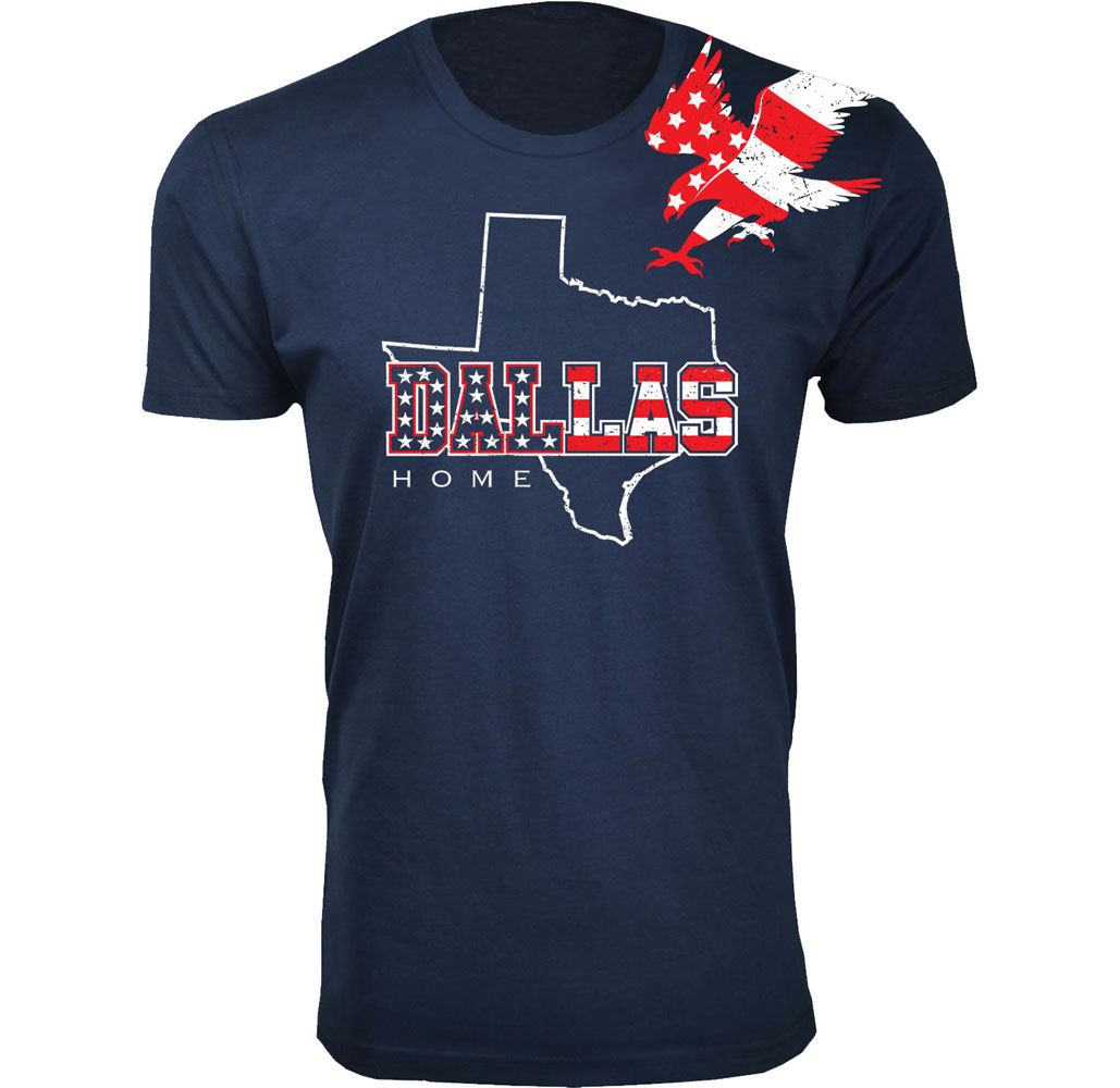 Men's Home State and City T-Shirts - Dallas - Navy / 2XL