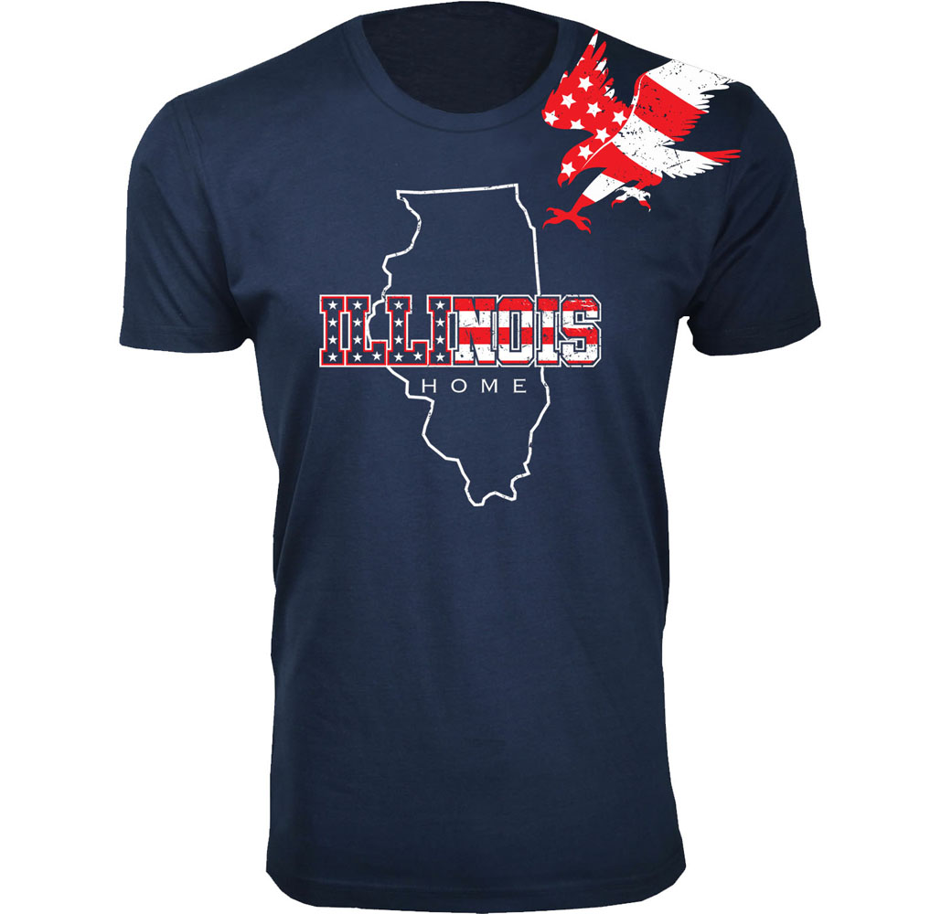 Men's Home State and City T-Shirts - Illinois - Navy / L