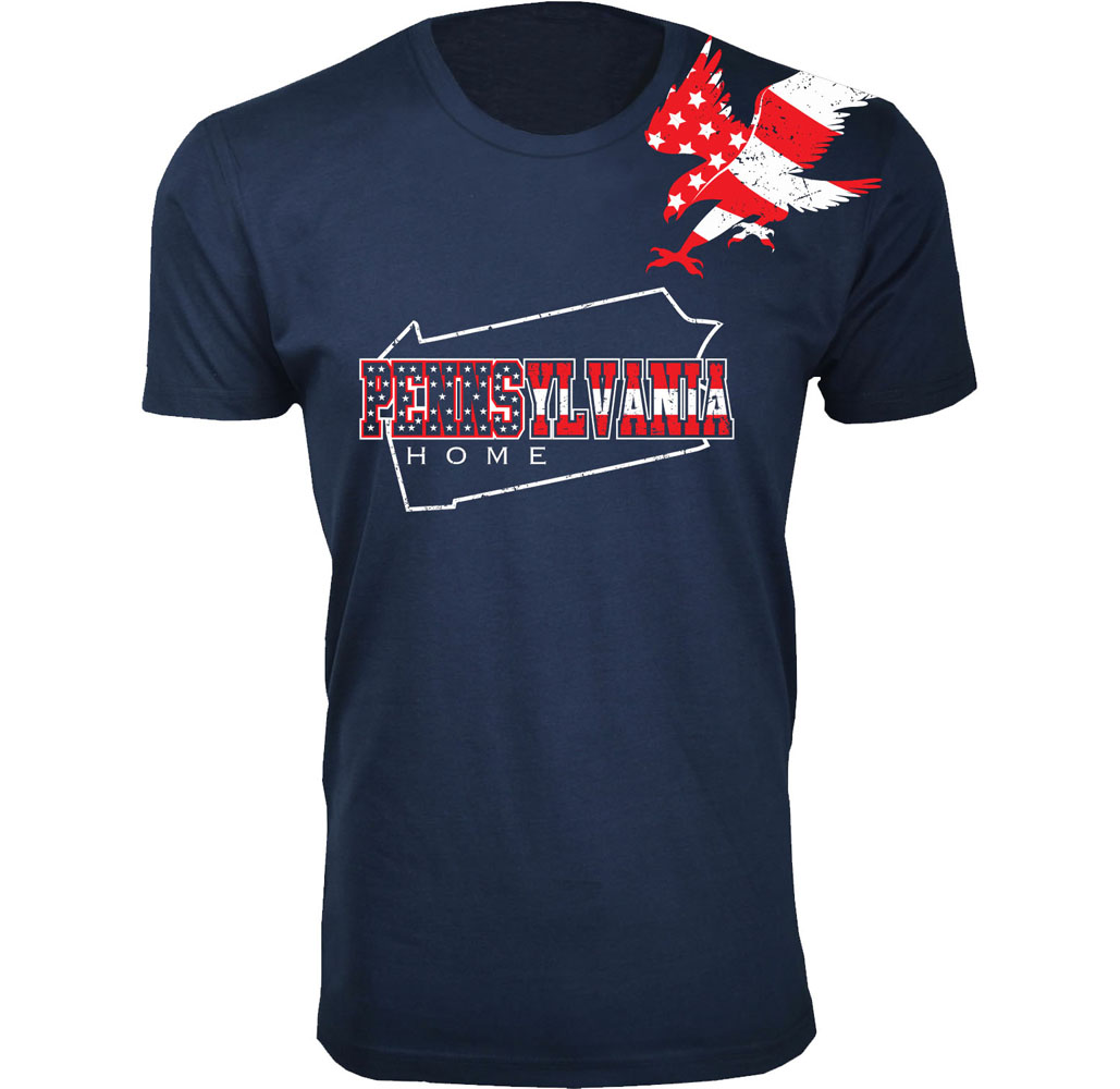 Men's Home State and City T-Shirts - Pennsylvania - Navy / L