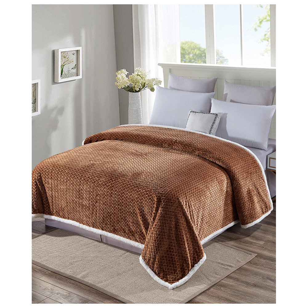 Sheradian Reversible Braided Sherpa Oversized Blanket - Mocha - Queen