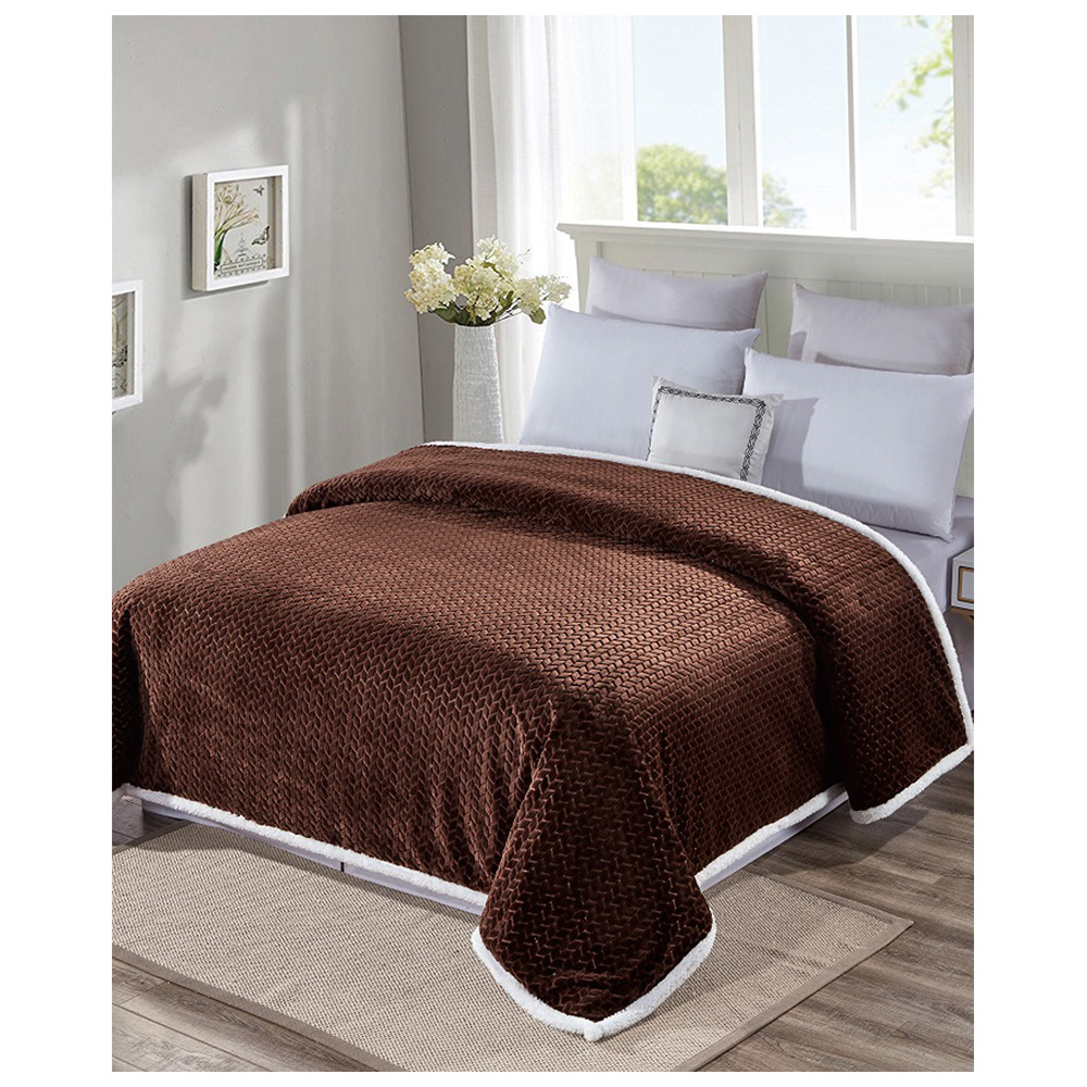 Sheradian Reversible Braided Sherpa Oversized Blanket - Chocolate - King
