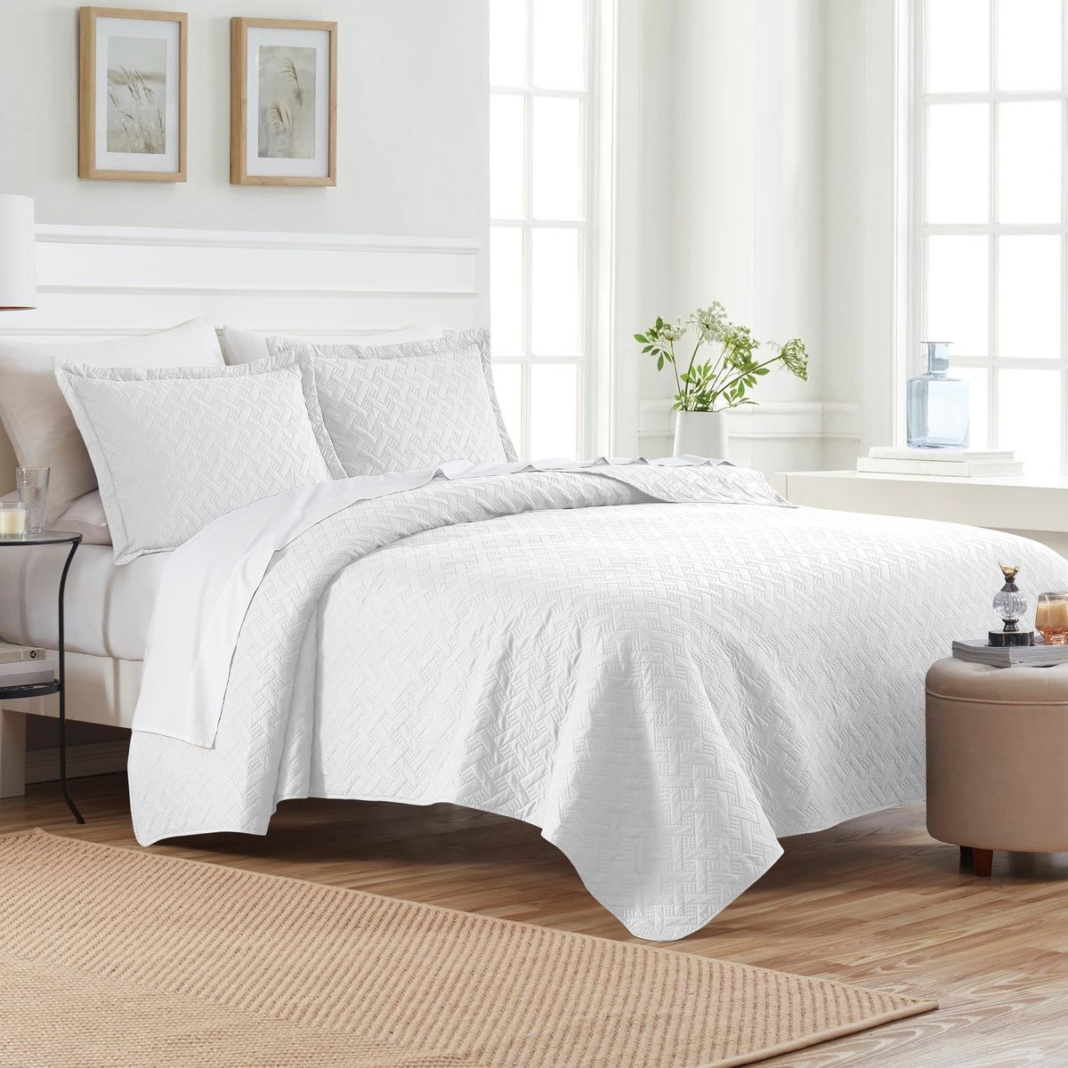 3-Piece Dan River Basket Pinsonic Quilt Set - Pinsonic Quilt - Queen