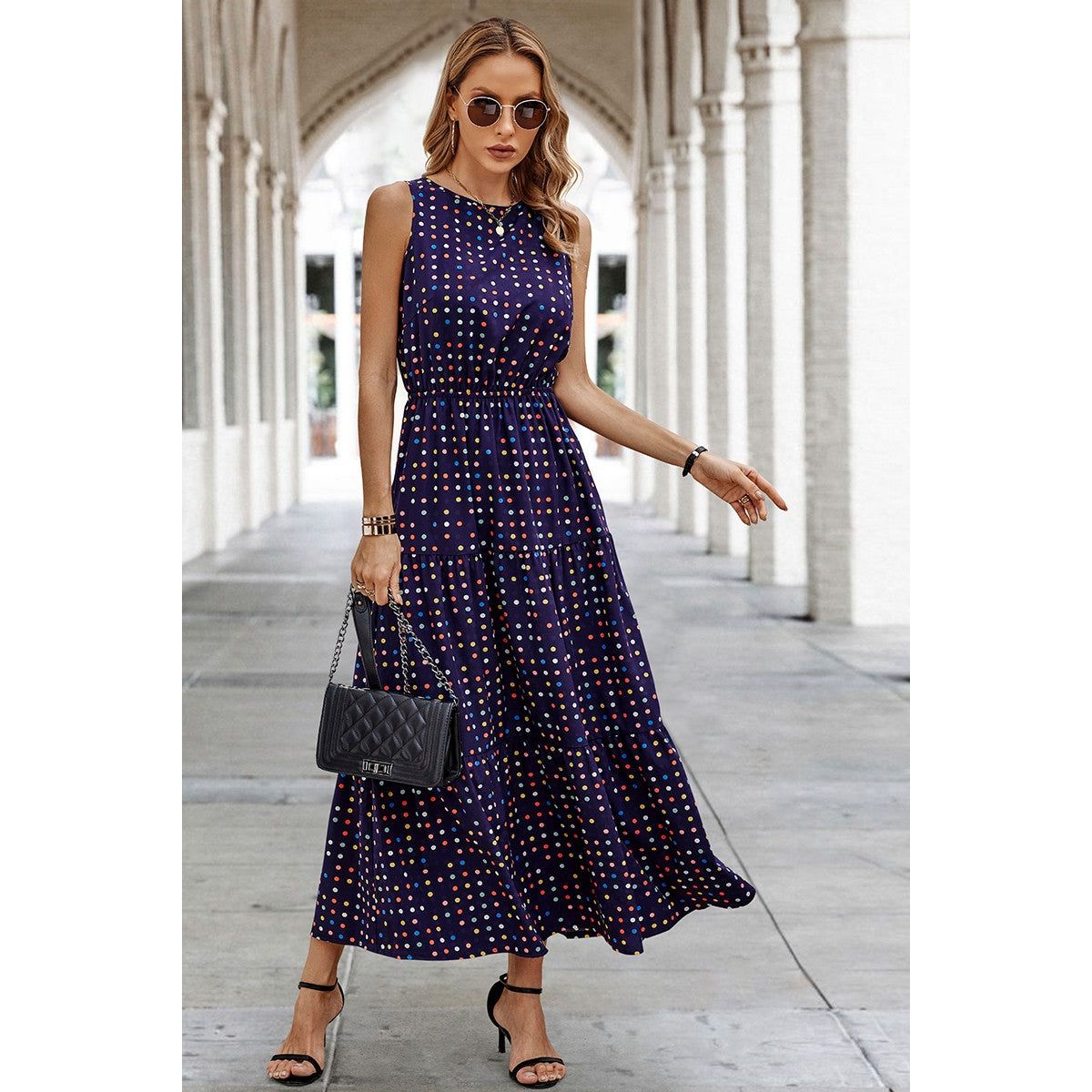 Women's Starry Night Sleeveless Maxi Dress - Navy / Large (10-12)