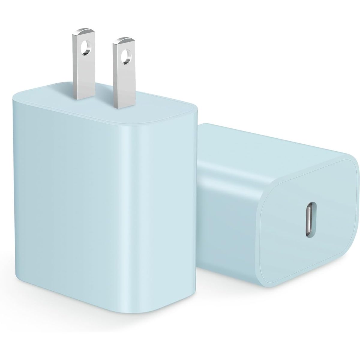 20W Fast Type-C PD Wall Charger Adapter - Sky-Blue (2-Pack)