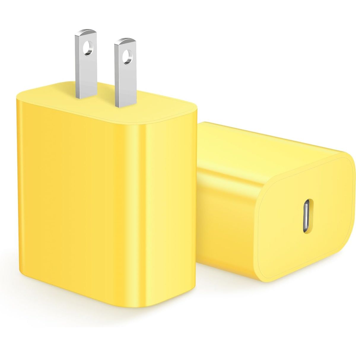 20W Fast Type-C PD Wall Charger Adapter - Yellow (2-Pack)