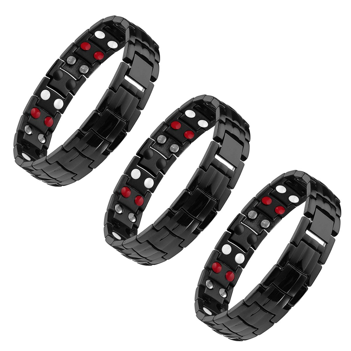 Photos - Bracelet Two Elephants Magnetic Energy Stainless Steel   - Black TI(3-Pack)