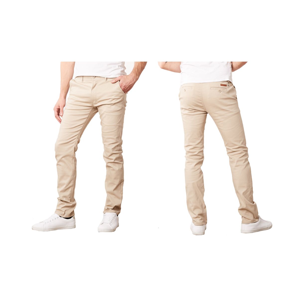 Men's Slim-Fit Cotton Stretch Chino Pants - Khaki - 32x32