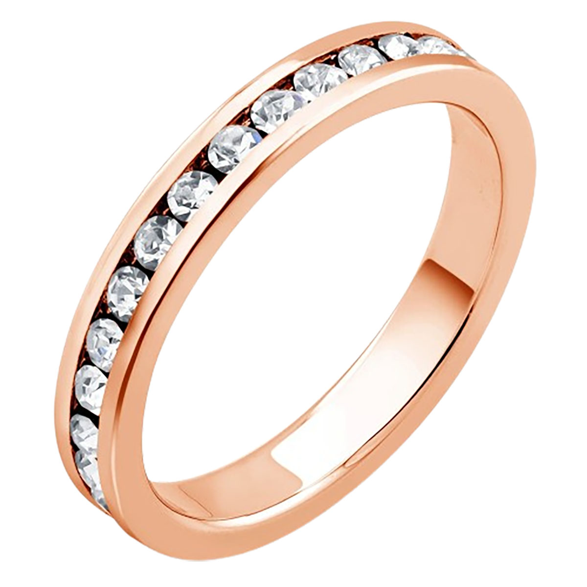 18K Gold-Plated Eternity Band Ring - ROSE SIZE 8