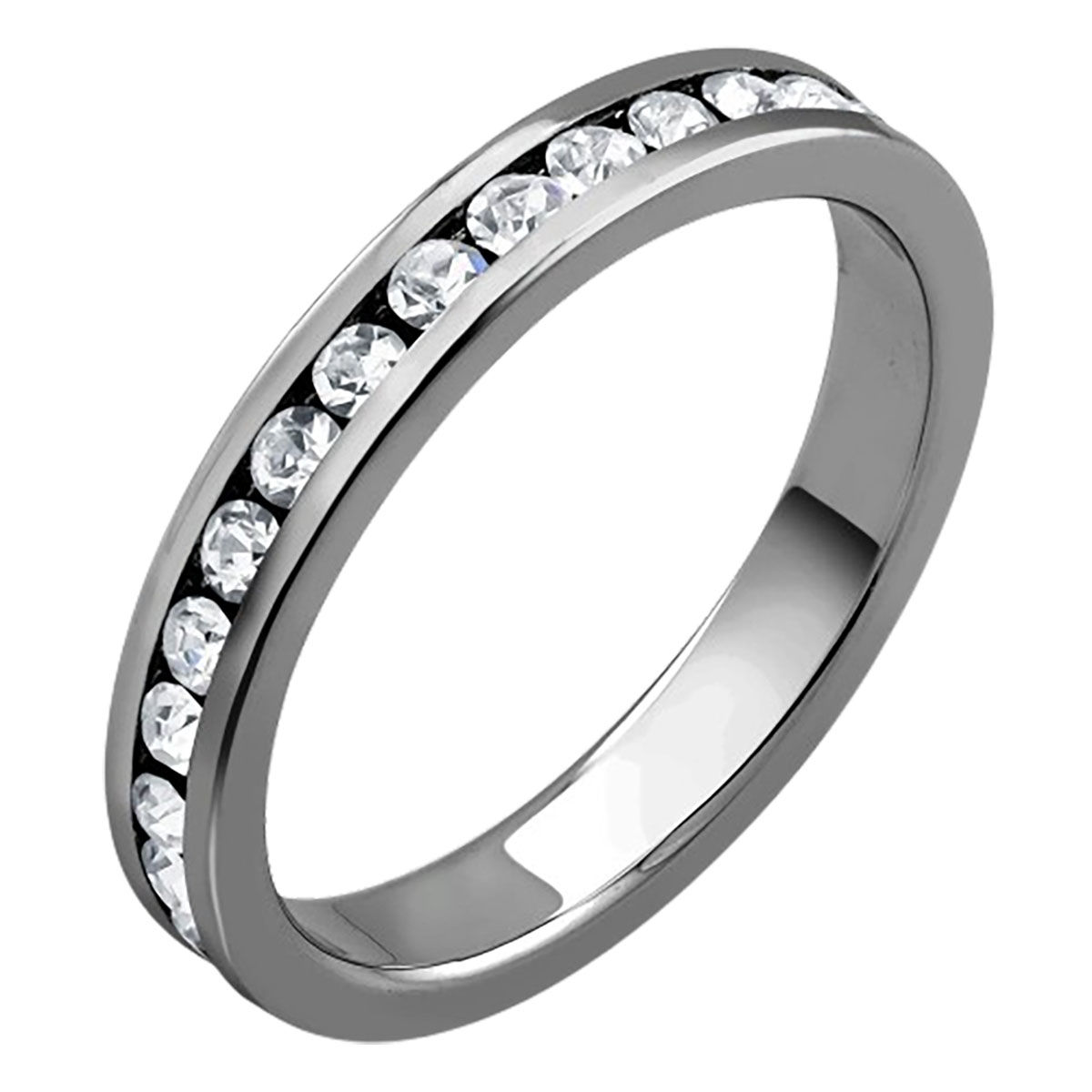 18K Gold-Plated Eternity Band Ring - BLACK SIZE 7