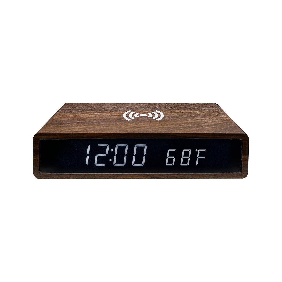 Photos - Radio / Clock Zummy Zummy Wireless Charger Clock with LED - Brown ZTWC048DB