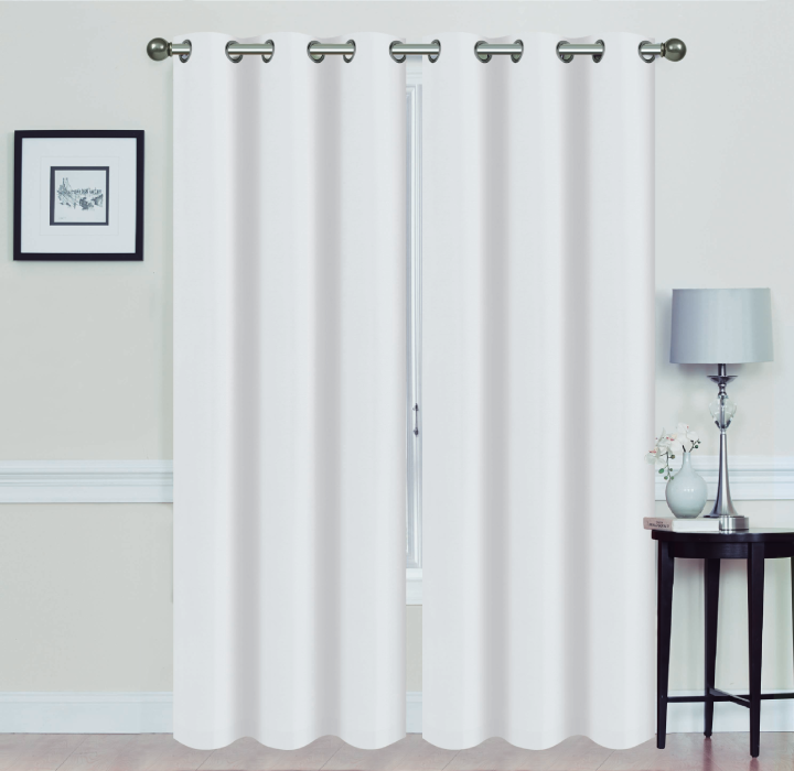 Madonna Blackout Grommet Curtain Panels (Set of 2) - 84"" WHITE