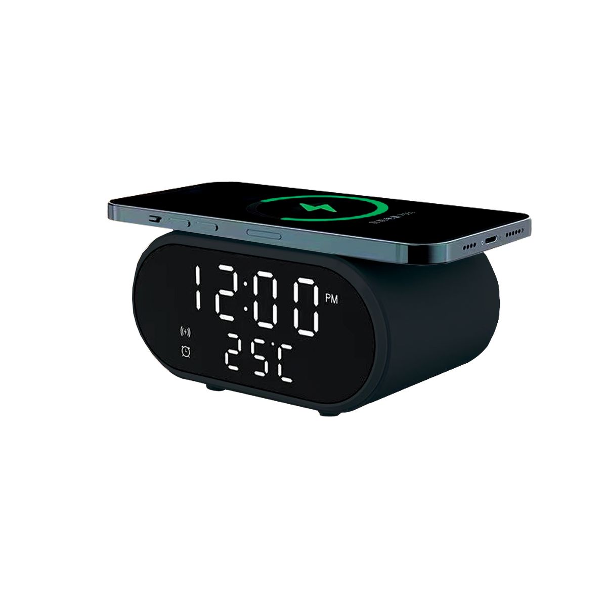 Wireless Charger LED Alarm Clock with Temperature – Black – untilgone.com