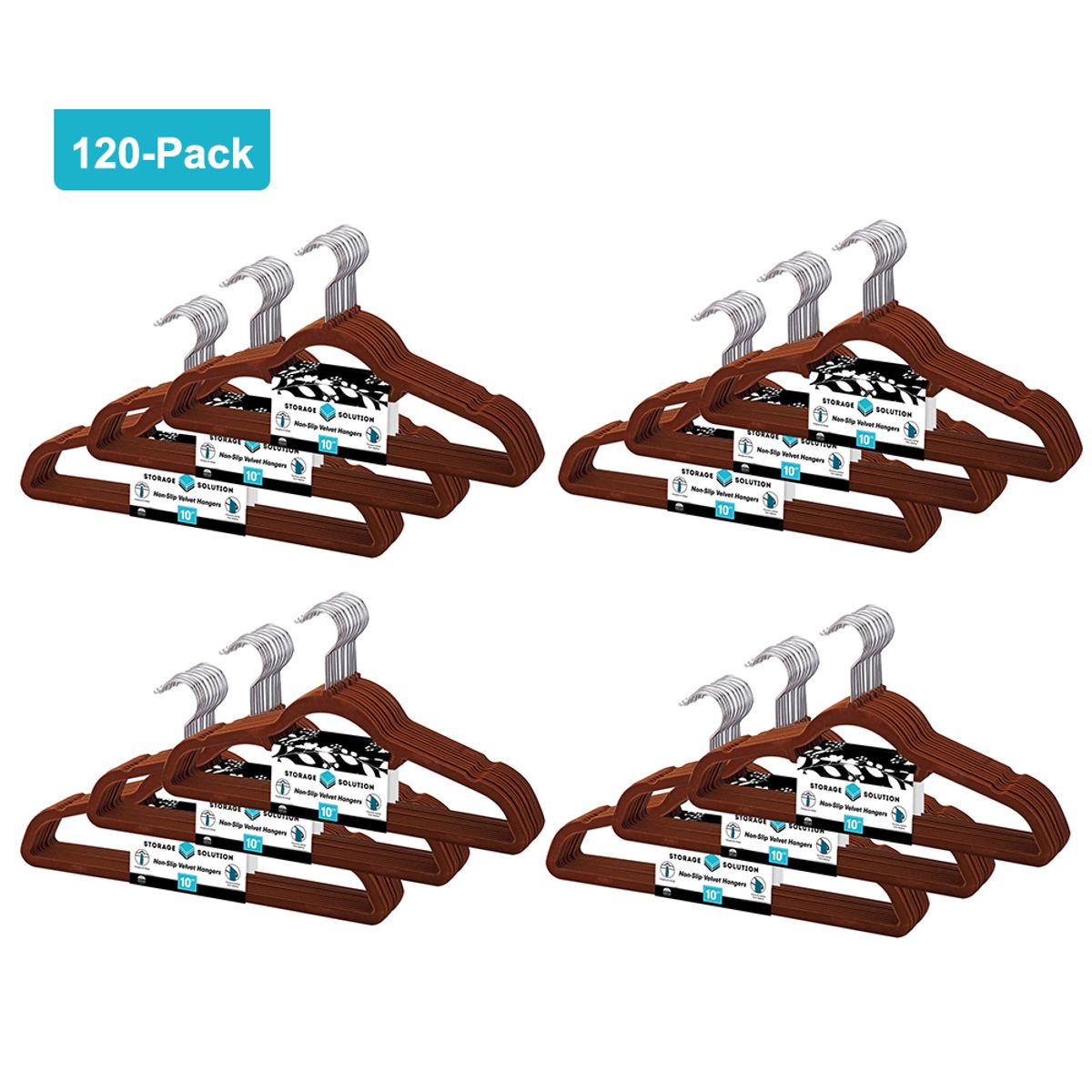 Velvet Hangers (Set of 120) - Brown