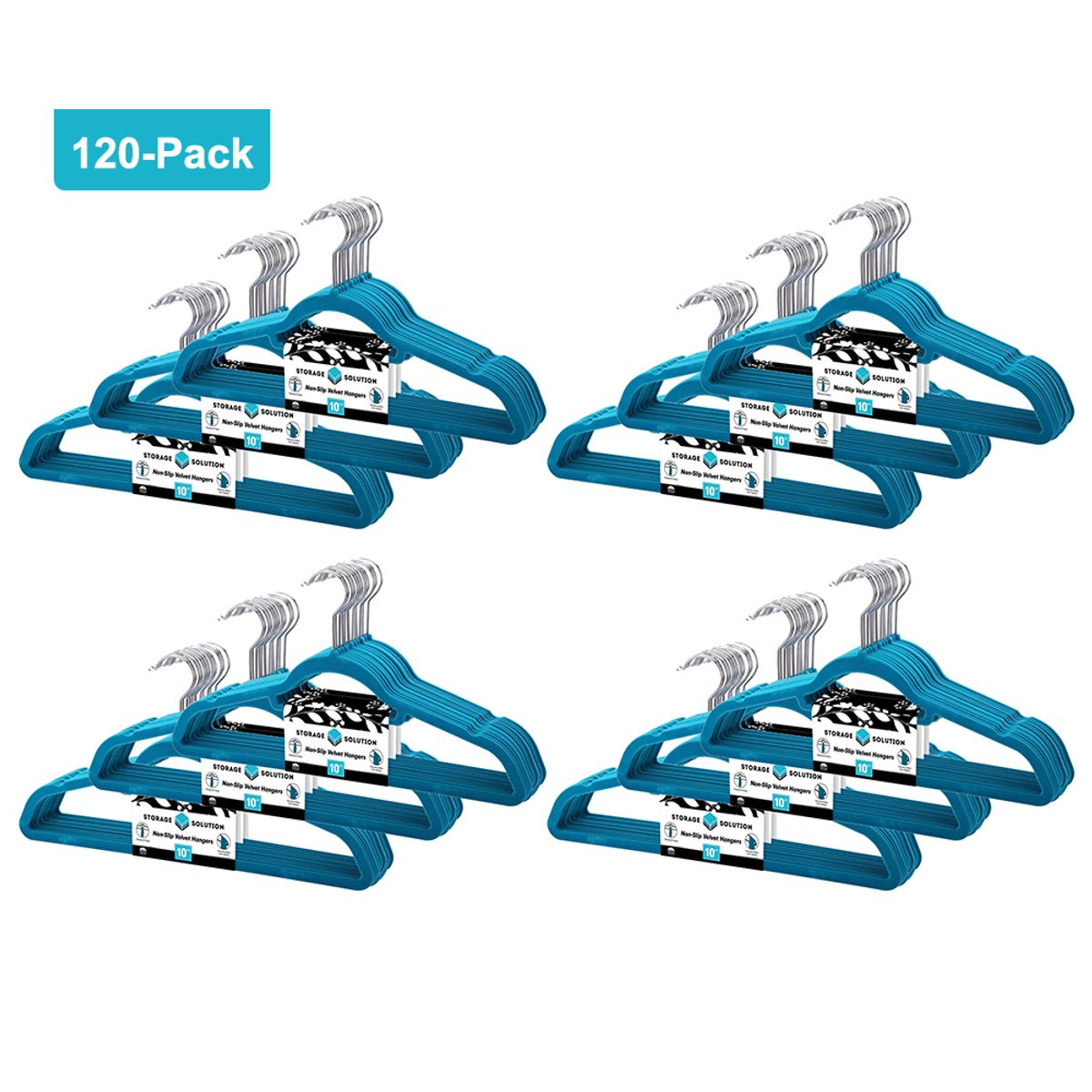 Velvet Hangers (Set of 120) - Turquoise