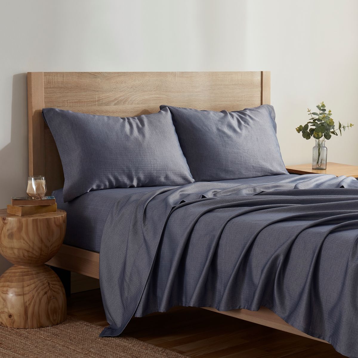 Kathy Ireland&reg; 4-Piece Herringbone Twill Cotton Rich Sheet Set - Queen - Dark Grey