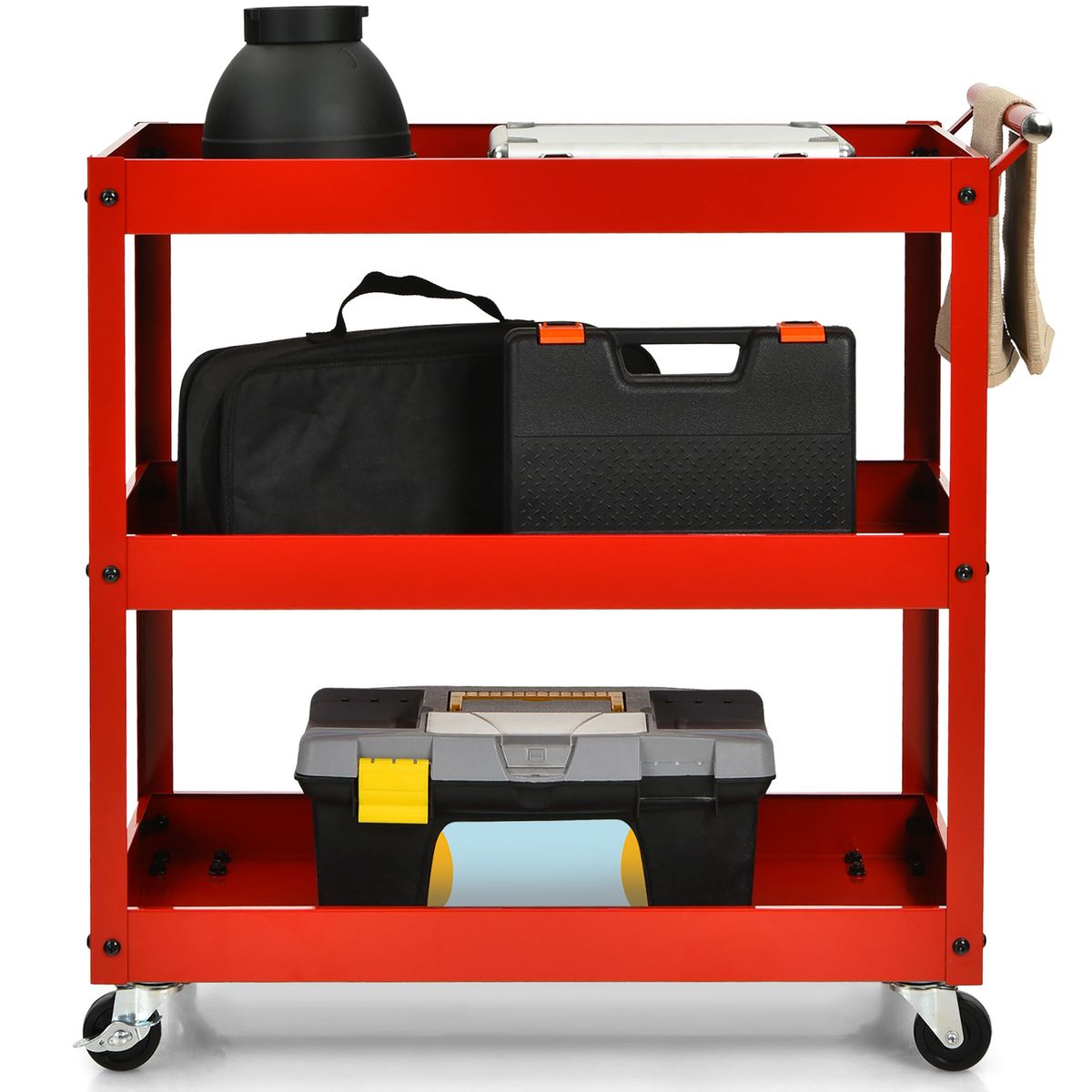 3-Tier Utility Cart with Steel Frame and Four Wheels - Cart -re