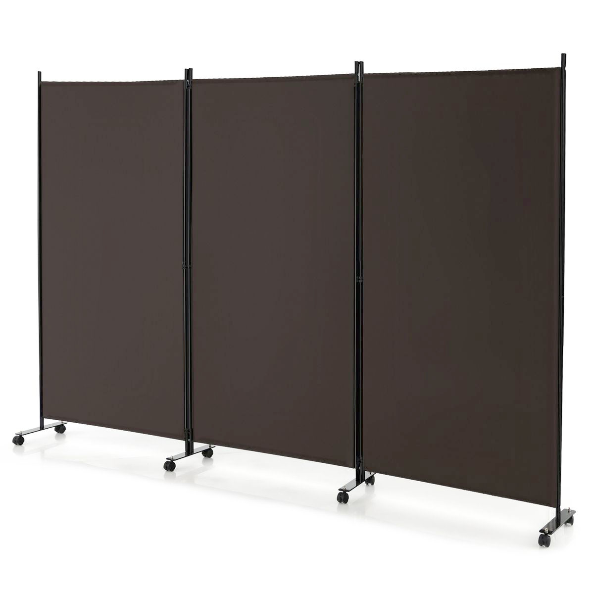 3-Panel Folding Room Divider with Lockable Wheels - Screen-CF