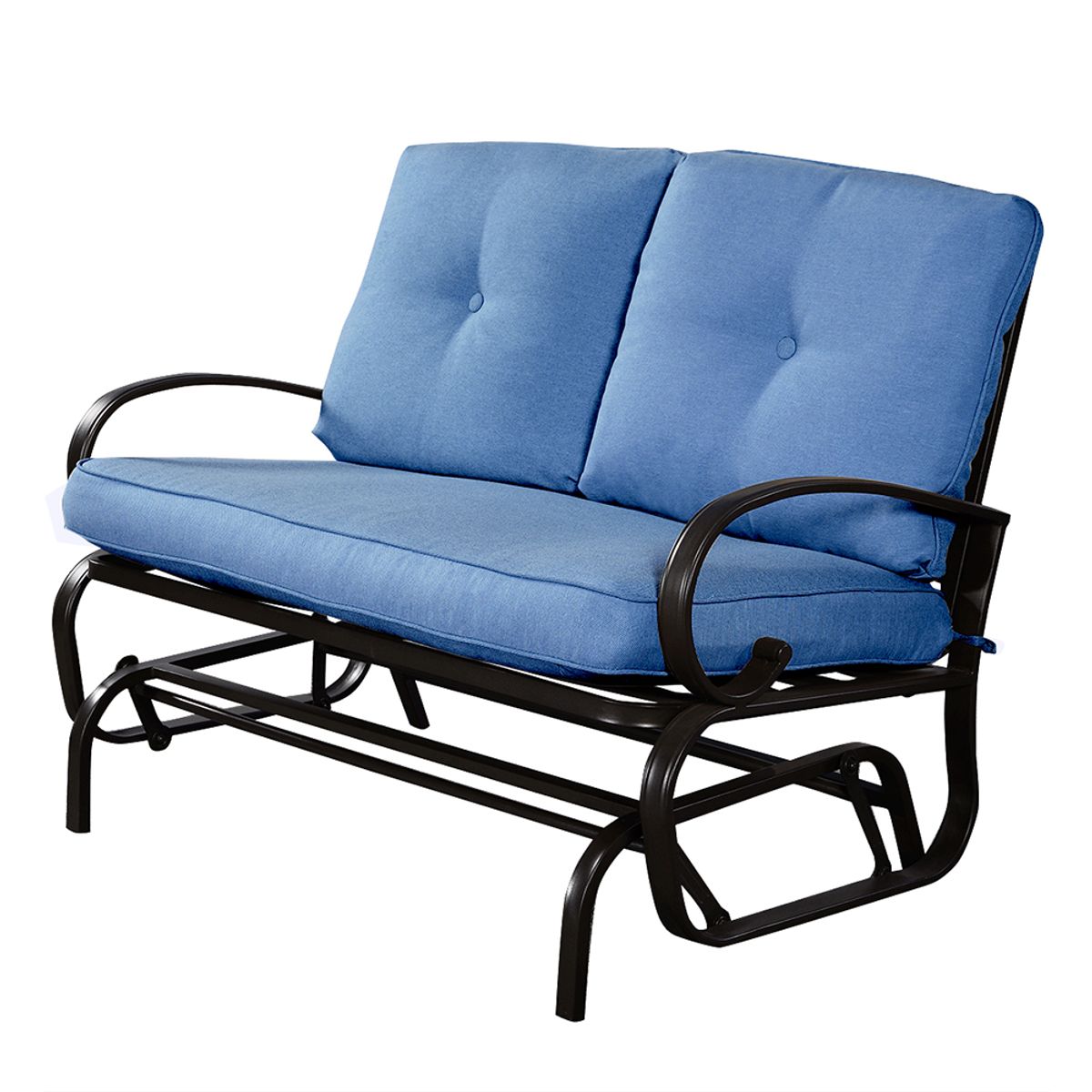 Outdoor Glider Rocker Loveseat Patio Bench with Cushions - Blue