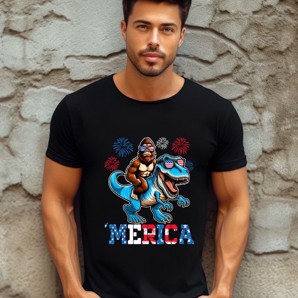 Men's 'MERICA 4th of July Graphic Tops - 2XL / T-Shirt