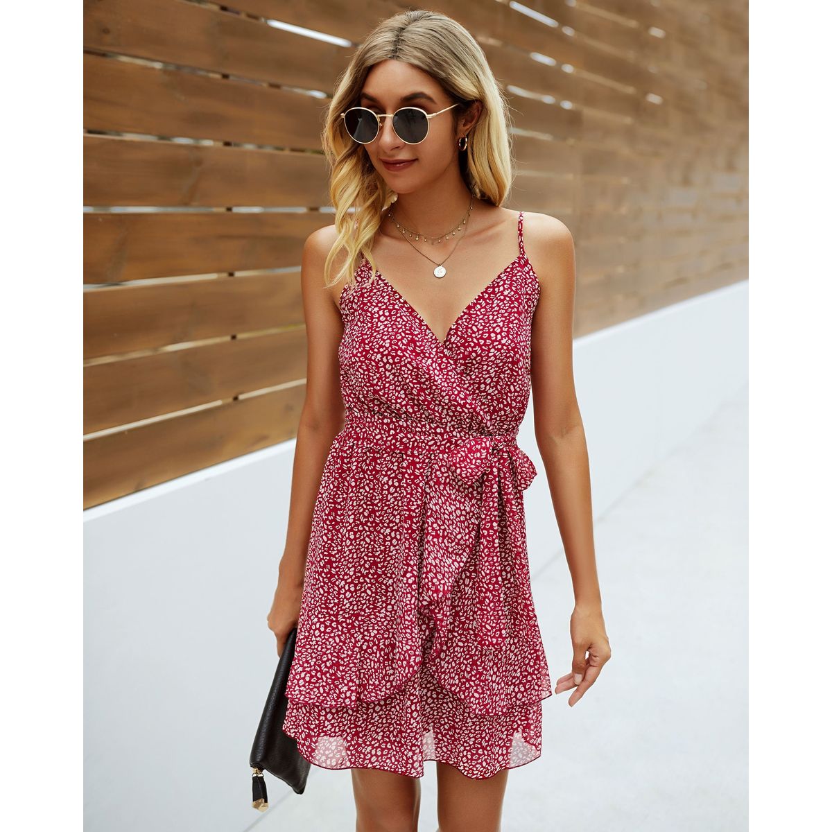 Women's Ditsy Delight Dress - RED / S