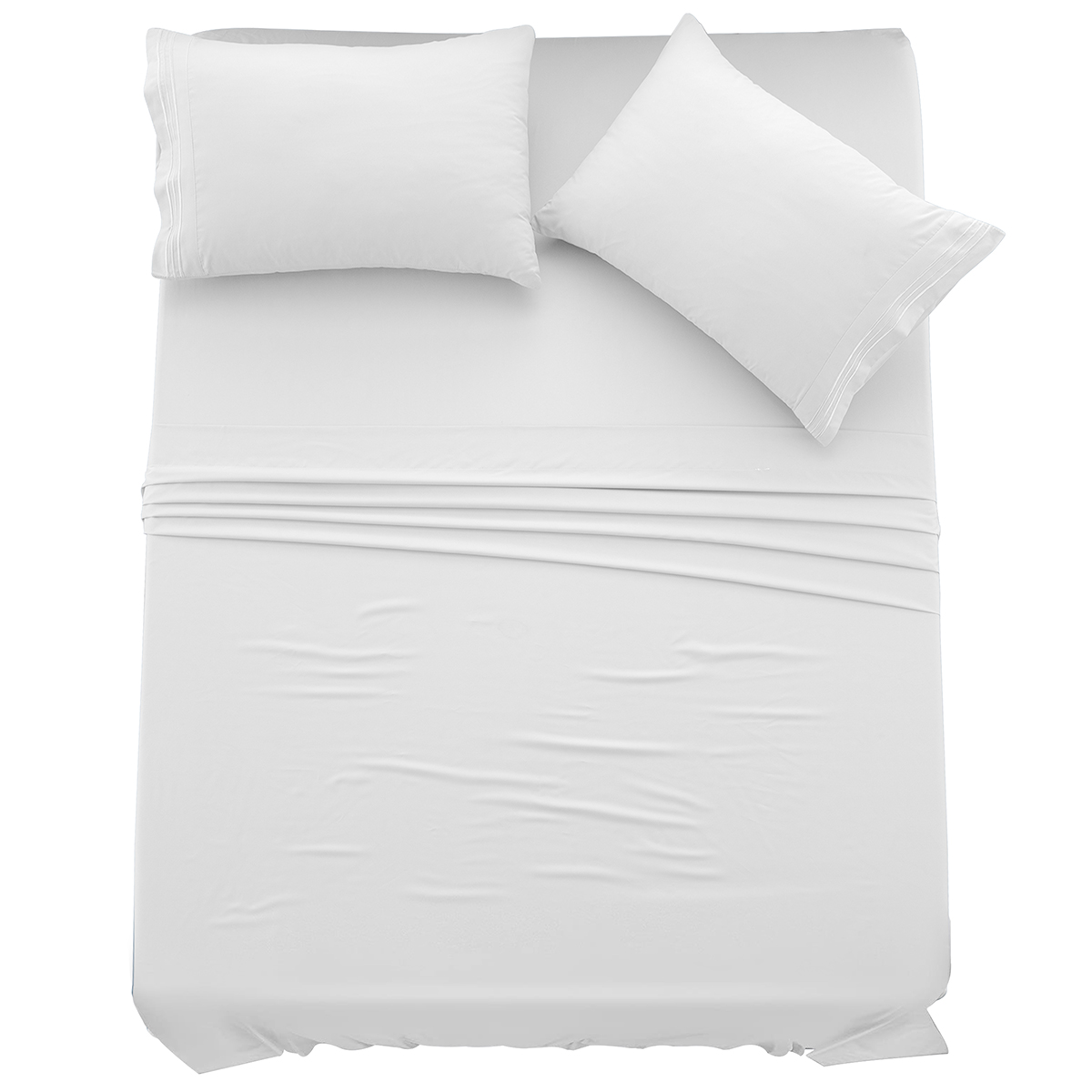4-Piece Solid Microfiber Deep Pocket Bedding Sheet Set - Twin White