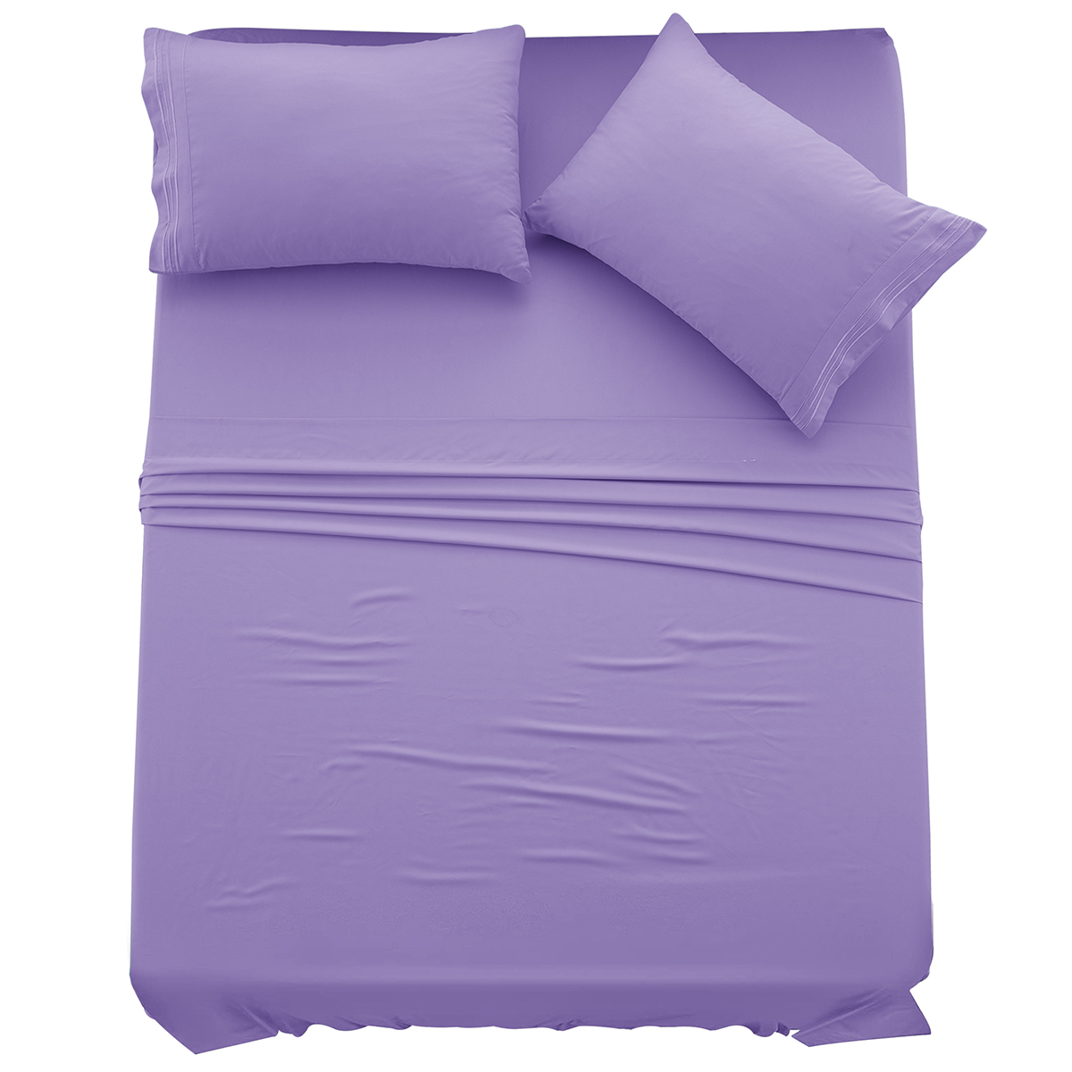 4-Piece Solid Microfiber Deep Pocket Bedding Sheet Set - Full Lavender