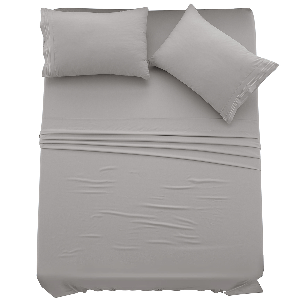 4-Piece Solid Microfiber Deep Pocket Bedding Sheet Set - Full Grey