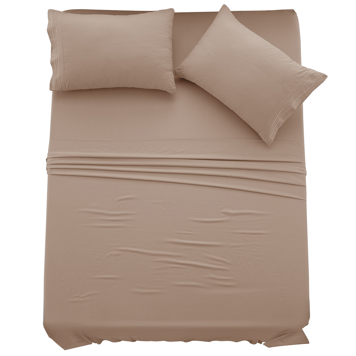 4-Piece Solid Microfiber Deep Pocket Bedding Sheet Set - Cal King Taupe