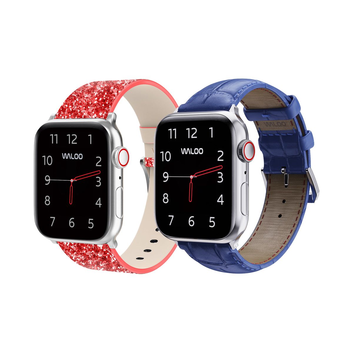 Waloo Bling Crocodile Leather Bands for Apple Watch 2Pack 384041mm Red Bling Navy Crocodile