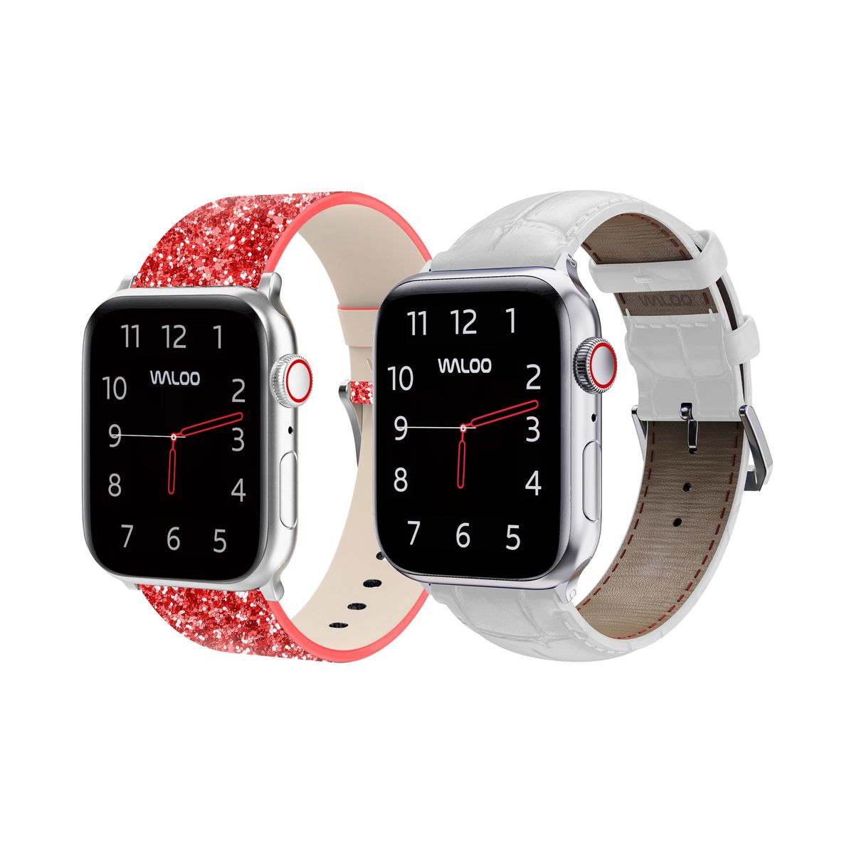 Waloo Bling Crocodile Leather Bands for Apple Watch 2Pack 384041mm Red Bling White Crocodile