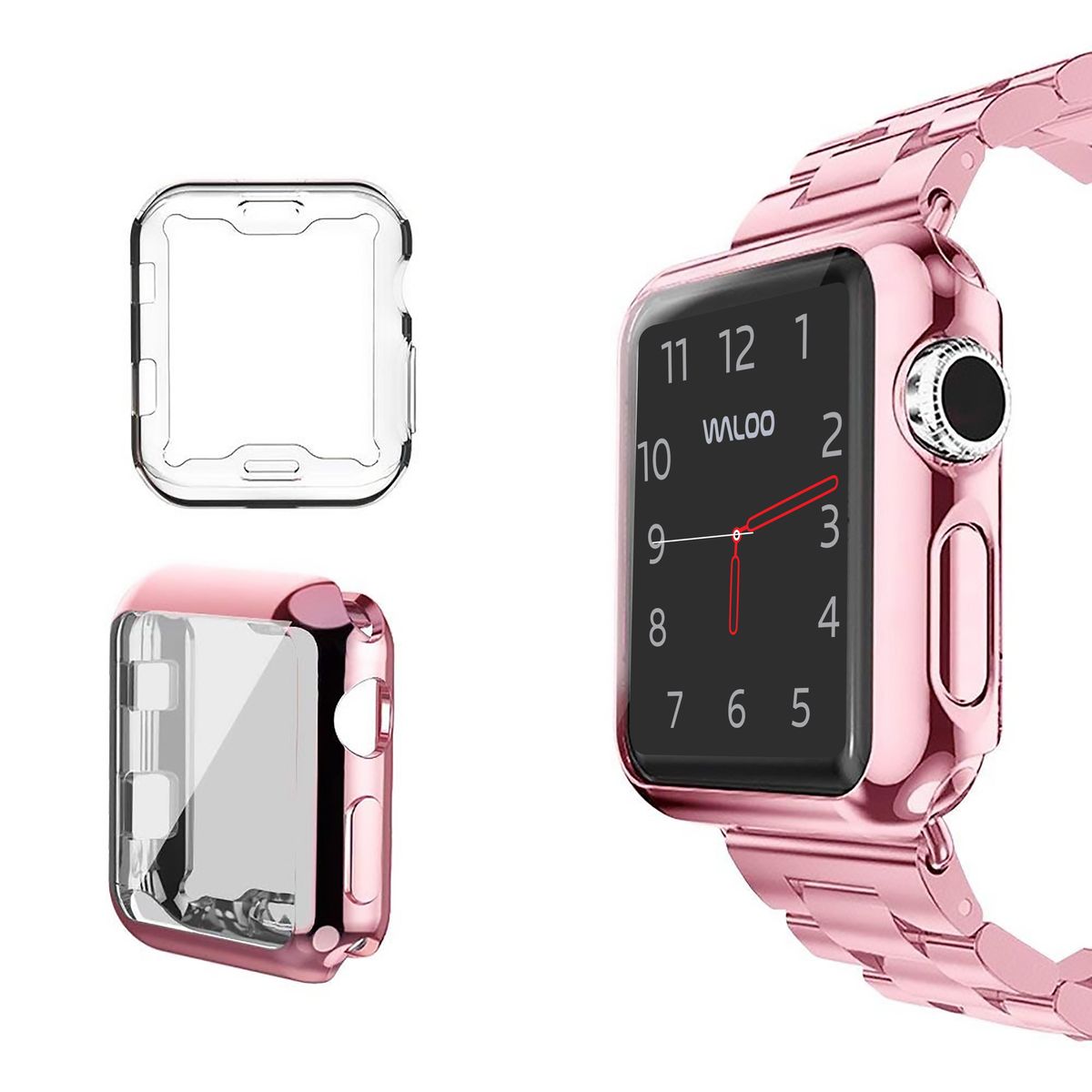Waloo® Electroplated Cases for Apple Watch (2-Pack) - 38mm / Clear & Rose Gold