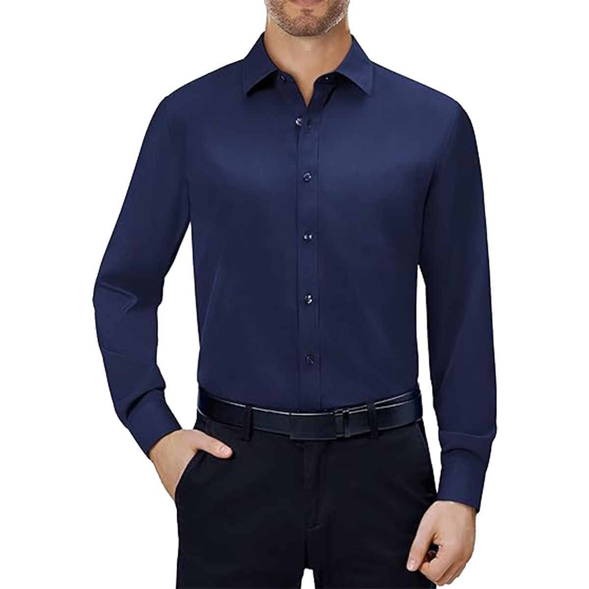 Men's Long Sleeve Classic Dress Shirt - JMLS-350 / NV / 2XL